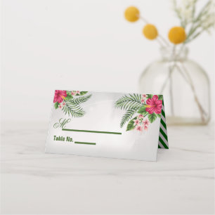 Tropical Flowers & Leaves Wedding Place Cards