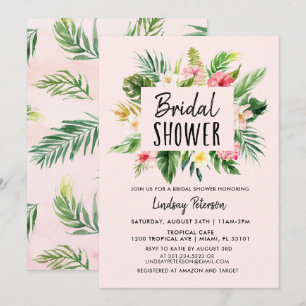 Tropical Flowers Luau Bridal Shower Invitation