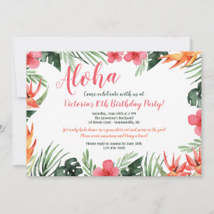 Tropical Flowers Luau Invitation