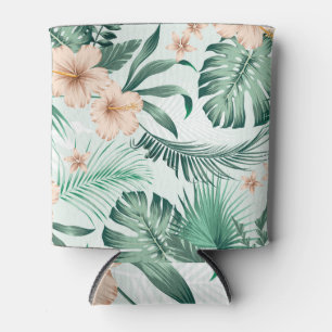 Tropical flowers, lush foliage pattern. can cooler