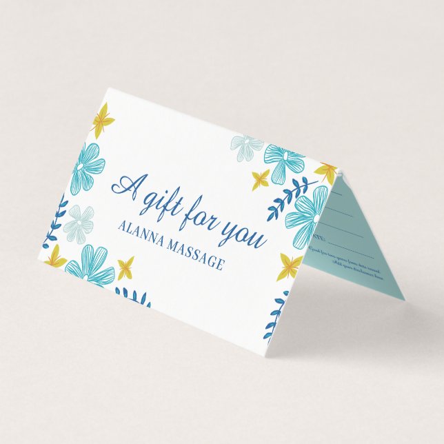 Tropical Flowers Massage Gift Card (Front)