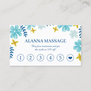 Tropical Flowers Massage Therapy Loyalty Business Card