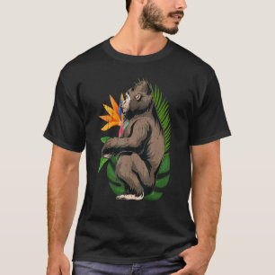 Tropical Flowers Monkey Ape Zoo Animal  Exotic Gor T-Shirt