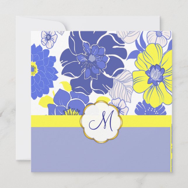 Tropical Flowers + Monogram, Invitations (Front)