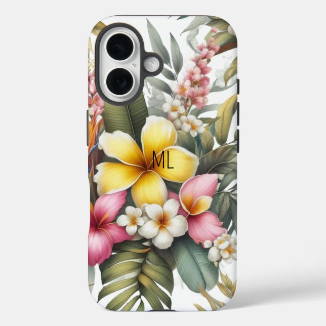 Tropical Flowers Monogram Island Design Case-Mate iPhone Case (Back)