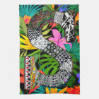 Tropical Flowers Monogram S Kitchen Towel