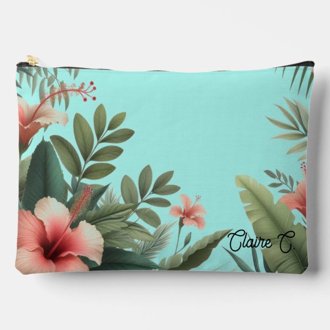 Tropical Flowers Nature Inspired Accessory Pouch (Front)