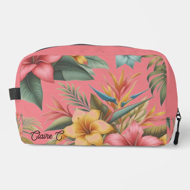 Tropical Flowers Nature Inspired Accessory Pouch (Front)