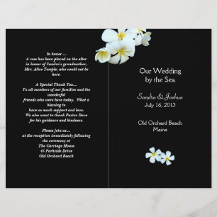 Tropical Flowers on Black Wedding Program Template