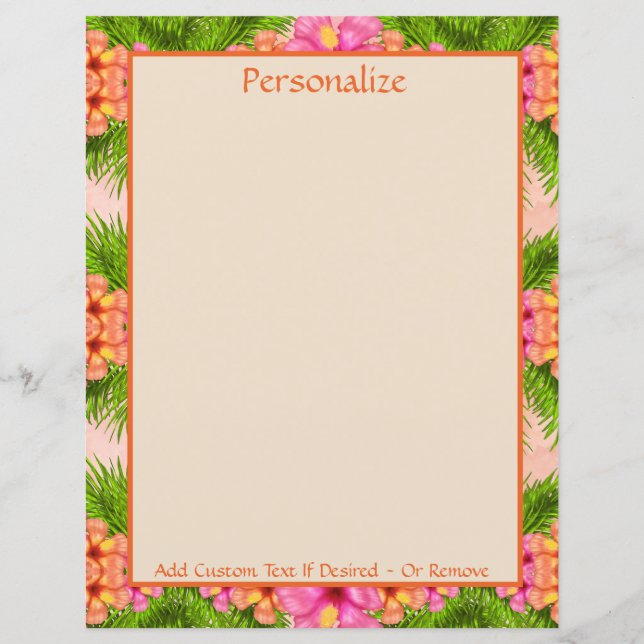 Tropical Flowers Orange Pink Floral Personalised (Front)