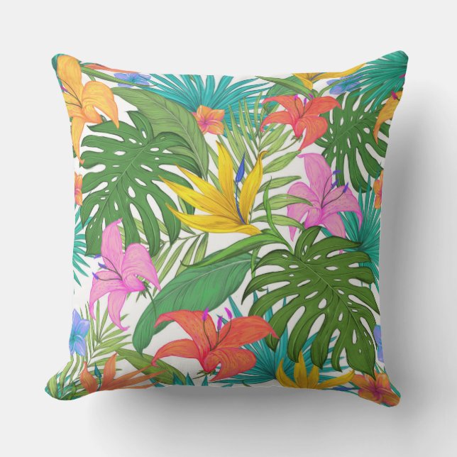 tropical flowers outdoor pillow (Front)