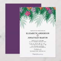 Tropical Flowers & Palm Branch Wedding Invitation