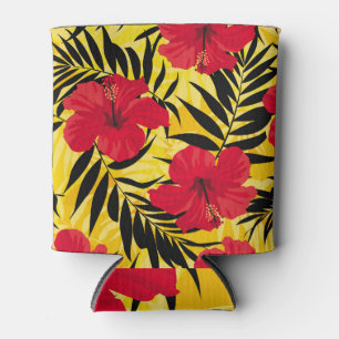 Tropical flowers palm leaves, vintage pattern. can cooler