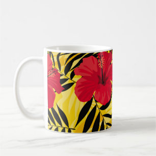 Tropical flowers palm leaves, vintage pattern. coffee mug