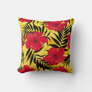 Tropical flowers palm leaves, vintage pattern. cushion