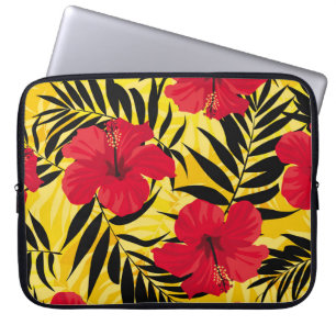 Tropical flowers palm leaves, vintage pattern. laptop sleeve