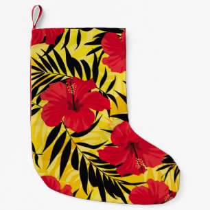 Tropical flowers palm leaves, vintage pattern. small christmas stocking