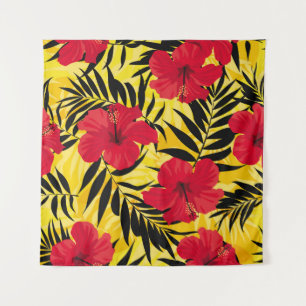 Tropical flowers palm leaves, vintage pattern. tapestry
