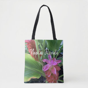 Tropical Flowers Personalised  Tote Bag