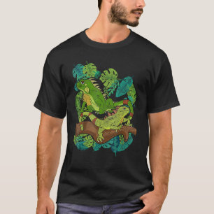 Tropical Flowers Pet Reptile Animal Lizard Floral  T-Shirt