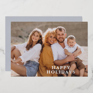 Tropical Flowers Photo Foil Holiday Card