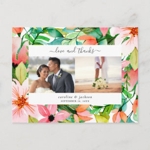 Tropical Flowers Photo Thank You Post Card