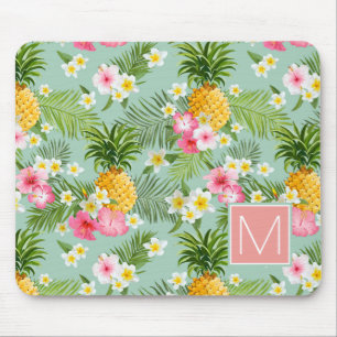 Tropical Flowers & Pineapples   Add Your Initial Mouse Mat