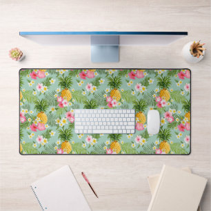 Tropical Flowers & Pineapples Desk Mat