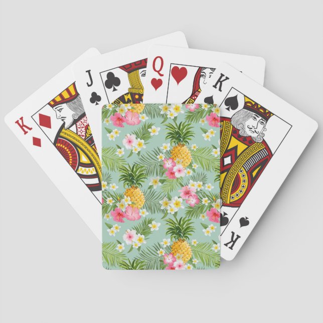 Tropical Flowers & Pineapples Playing Cards (Back)