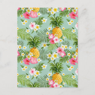 Tropical Flowers & Pineapples Postcard