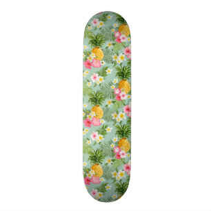 Tropical Flowers & Pineapples Skateboard