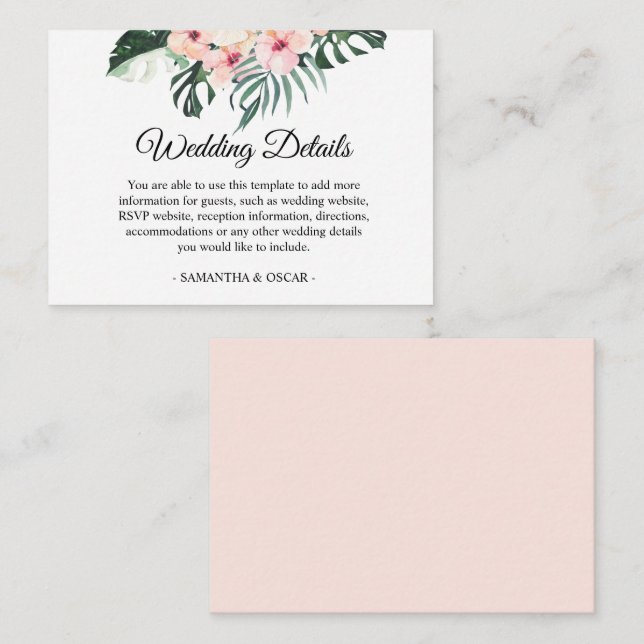 Tropical Flowers & Pink Flamingo Beauty Enclosure Card (Front/Back)