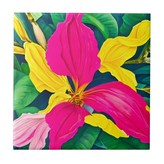 Tropical flowers plants tile (Front)
