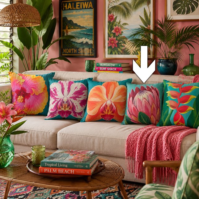 Tropical Flowers Protea Cushion (Creator Uploaded)