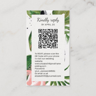 Tropical flowers QR Code online RSVP Enclosure Card