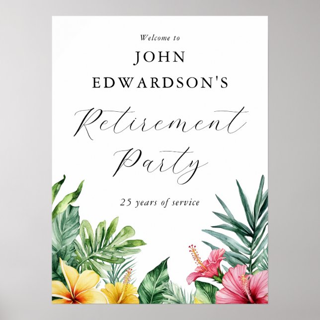 Tropical Flowers Retirement Party Welcome Sign (Front)