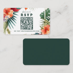 Tropical Flowers Scan to RSVP Wedding Enclosure Card