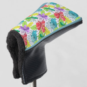 Tropical flowers seamless pattern golf head cover