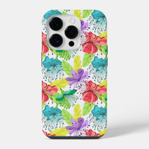 Tropical flowers seamless pattern iPhone 14 pro case