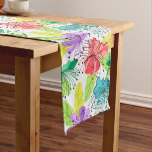 Tropical flowers seamless pattern long table runner