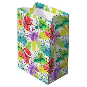 Tropical flowers seamless pattern medium gift bag
