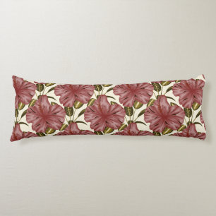 Tropical flowers seamless pattern red flowers body cushion
