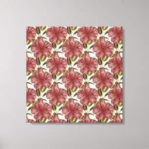 Tropical flowers seamless pattern red flowers canvas print