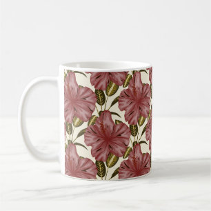 Tropical flowers seamless pattern   red flowers coffee mug