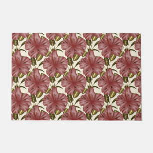Tropical flowers seamless pattern   red flowers doormat