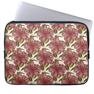 Tropical flowers seamless pattern   red flowers laptop sleeve