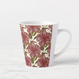 Tropical flowers seamless pattern red flowers latte mug