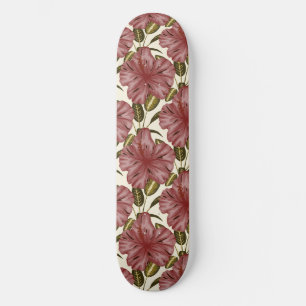 Tropical flowers seamless pattern red flowers skateboard