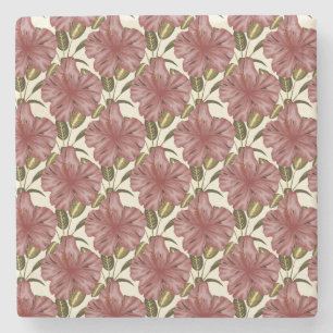 Tropical flowers seamless pattern   red flowers stone coaster