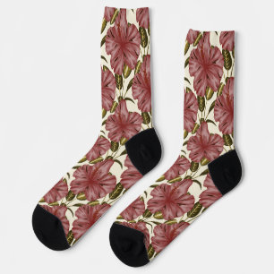 Tropical flowers seamless pattern red flowers wr socks